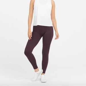 Spanx Seamless Sculpt Chevron Ribbed Leggings Jammy Plum Purple High Waist, L